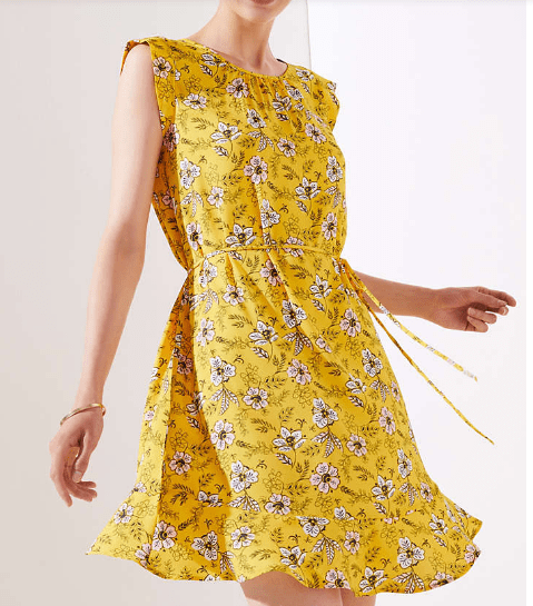 Loft floral tie-front dress