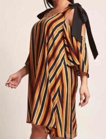 Orange, yellow and black striped dress, plus-size