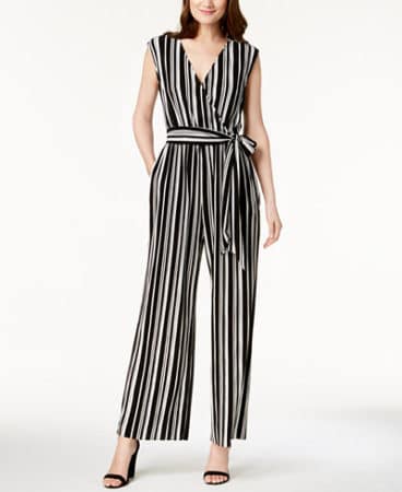 Striped pleated jumpsuit