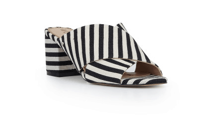 Black and white striped mule sandal