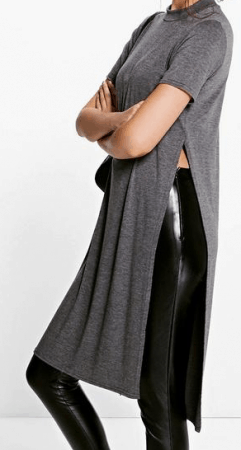 Long gray cotton tunic with side splits