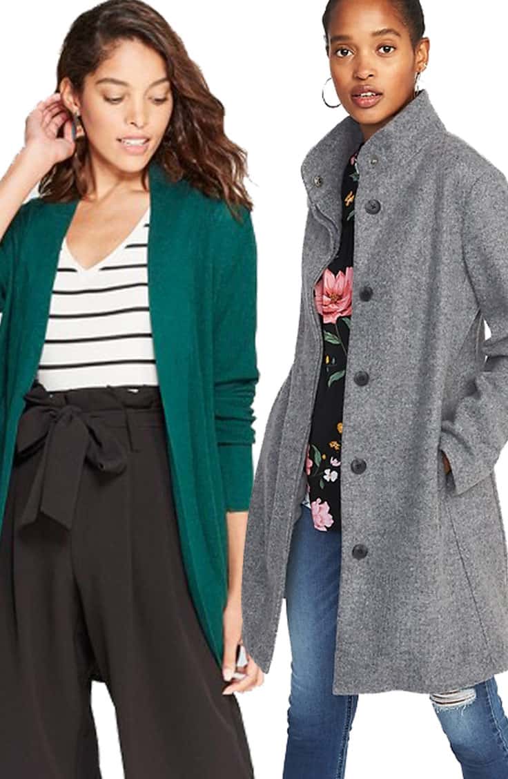 Green Cardi and Funnel Neck Coat: Layering Outfits