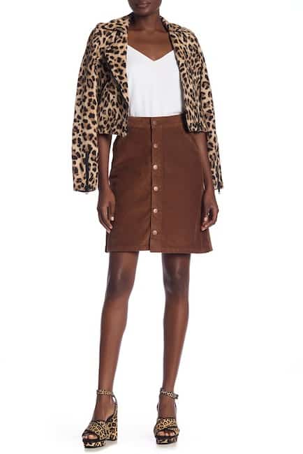 Brown button-front skirt 