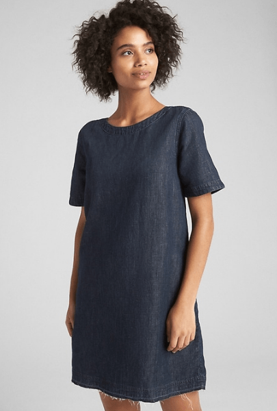 Fall denim shift dress