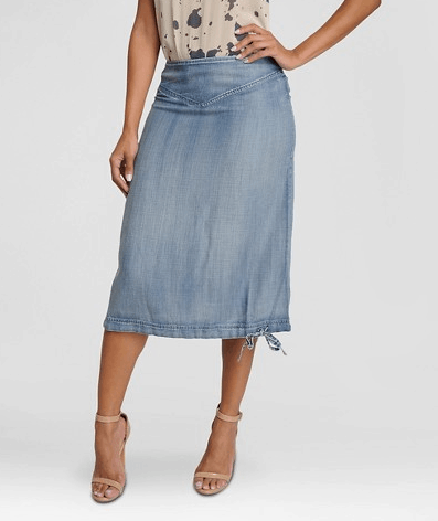 High waisted denim skirt