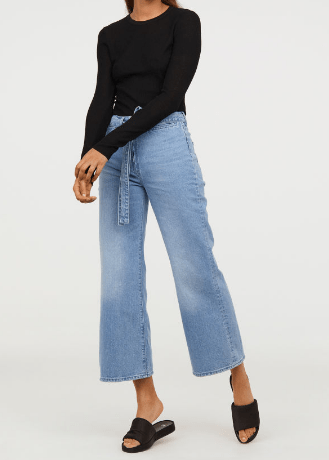 High waisted, wide-legged denim pants