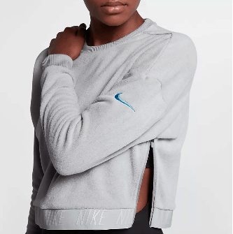 Gray / light blue side zip training top from Nike