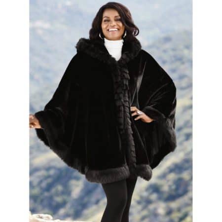 Faux fur hooded cape for winter style