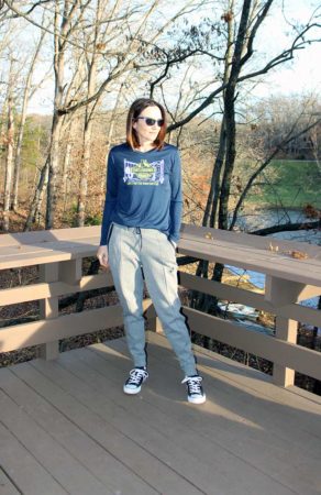 Gray Nike Joggers with navy blue tech t