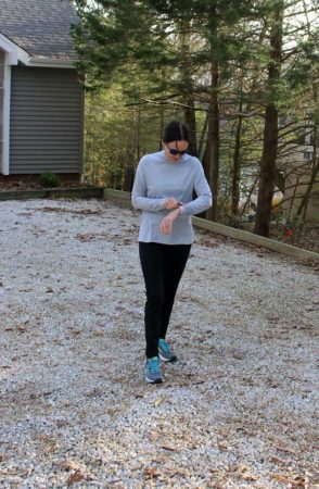 Gray long sleeve Nike running top, fleece lined