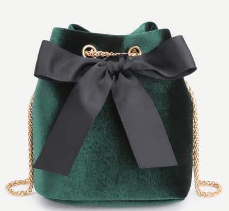 Green velvet bag