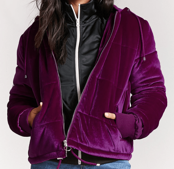 Velvet puffer jacket