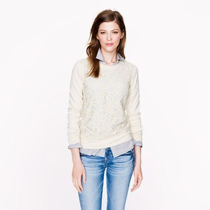 LACE-FRONT SWEATSHIRT, $88 available at jcrew.com