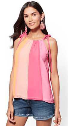 Colorblock halter blouse