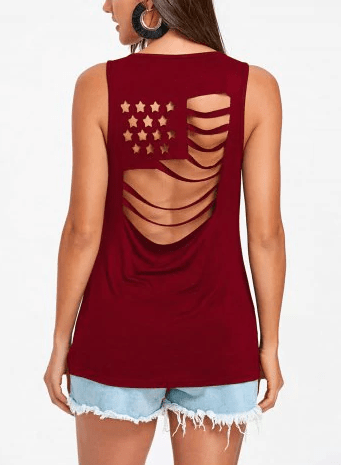 American flat cutout tee shirt