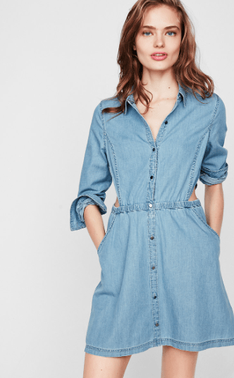 Denim shirt dress with side cut-outs