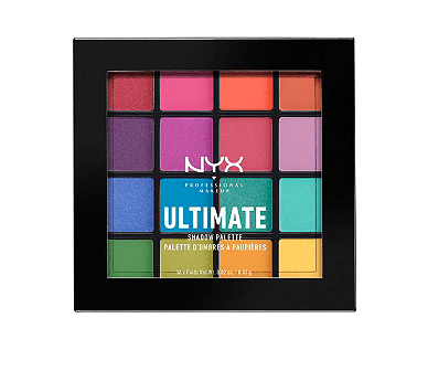 Square palette of very bright eyeshadow colors