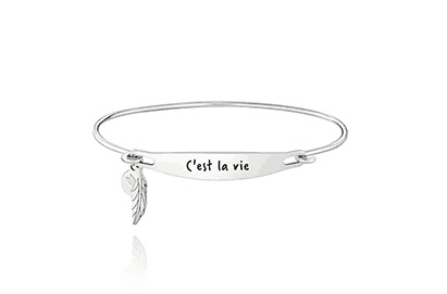 Sterling silver ID bracelet with engraving: C'est La Vie