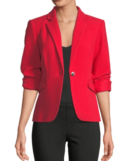 Red one button blazer jacket