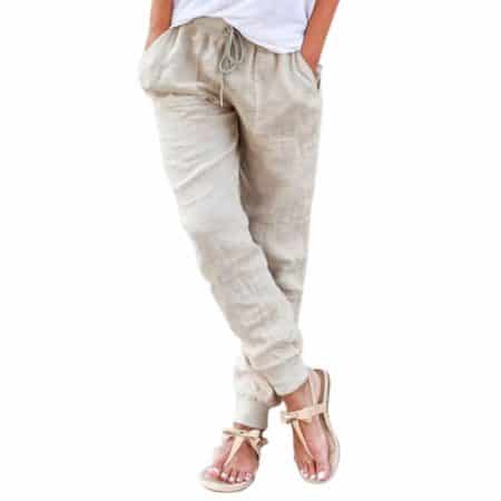 Elastic waistband collection - jogger-style linen pants