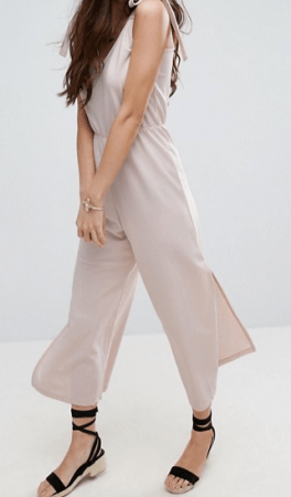 elastic waist collection - Nude-colored, wide-legged jumpsuit