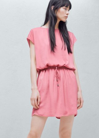 elastic waist collection - soft pink, tie-waisted dress