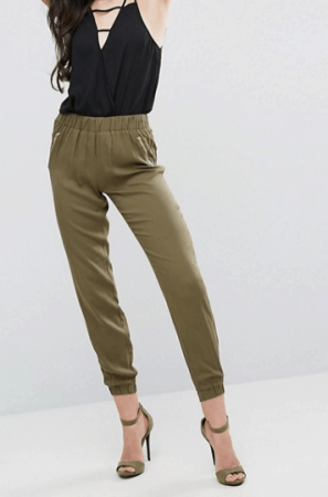 elastic waist collection - olive green, jogger-style pants