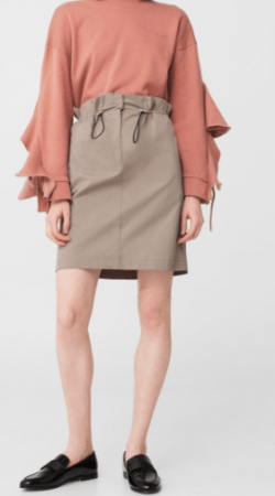 elastic waist collection - nude, tie-waisted skirt