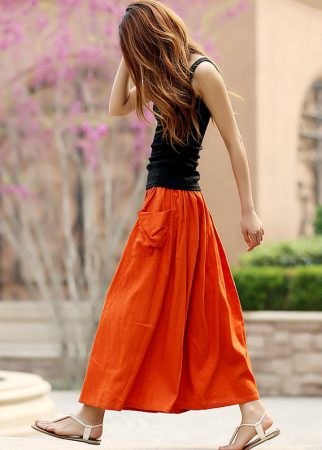 elastic waist collection - bright orange maxi skirt