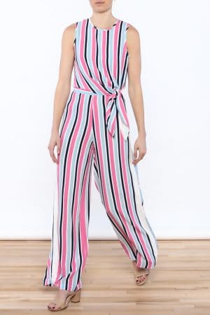 Pant suit with bright seaside stripes