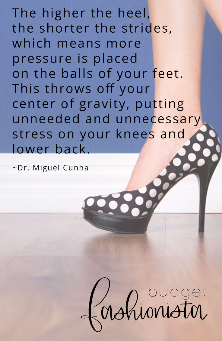 Stilettos with an overlaid quote about how they affect your feet