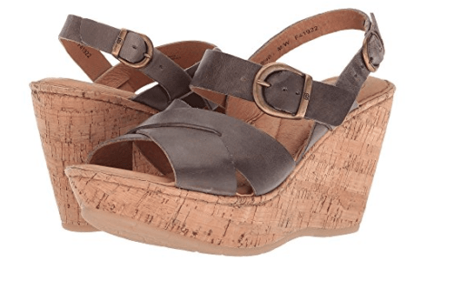 Wedges with dark brown strap