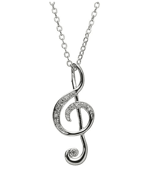 Silver treble clef pendant