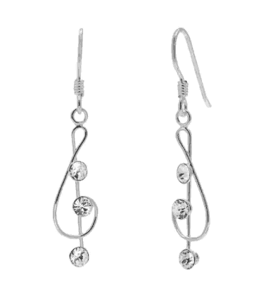 Silver treble clef drop earrings