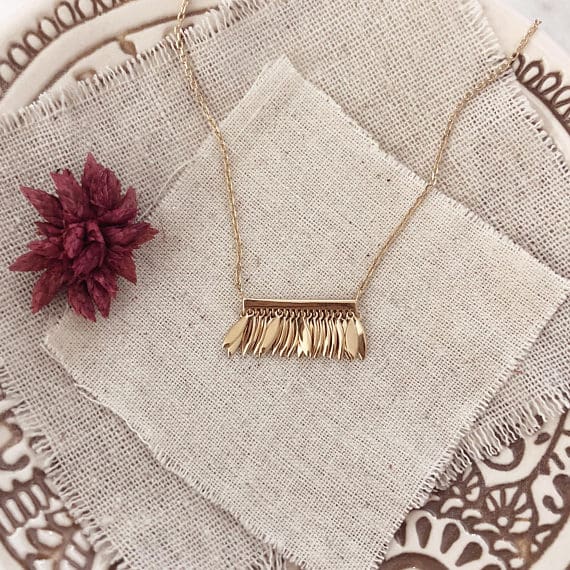 Gold fringe necklace