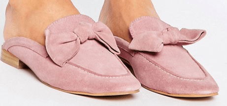 Pink suede mules with bow