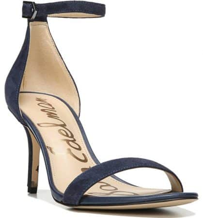 Navy Ankle Strap Heeled Shoes