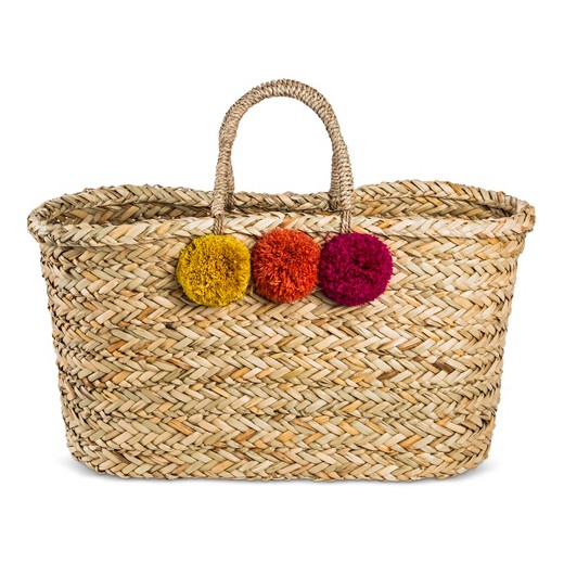 Summer it bags — straw tote with pom poms