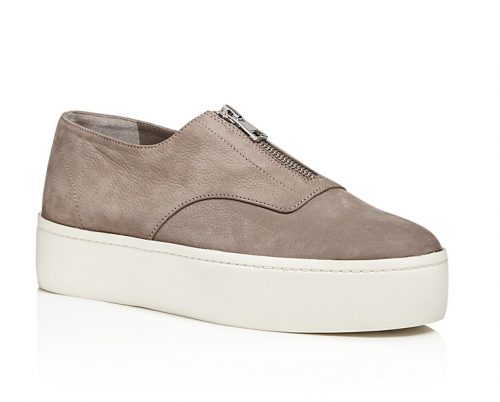 Tan suede slip-on platform sneaker