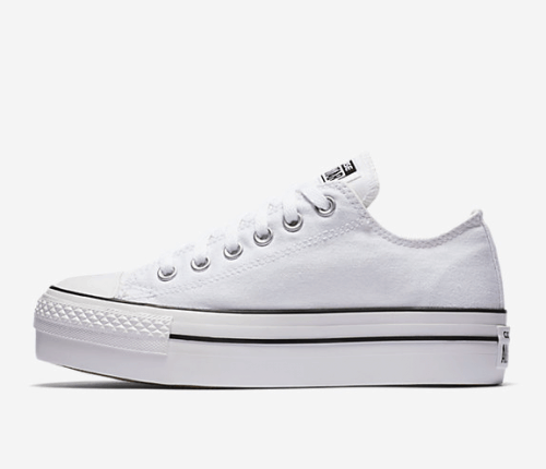 White canvas platform sneaker