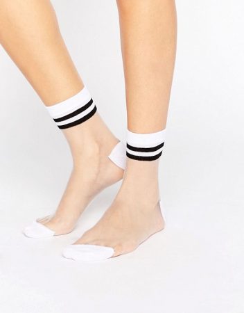 sheer ankle shocks with black and white trim