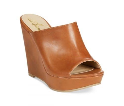 brown leather mules