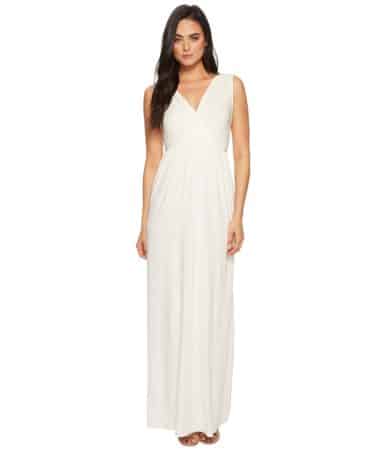 Long white v-neck gown