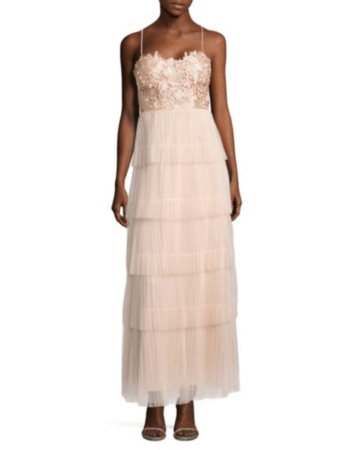 Soft pink spaghetti strap dress with pleats