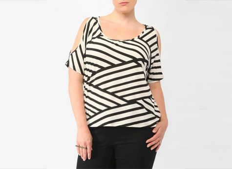 Bias Stripe Cutout Top