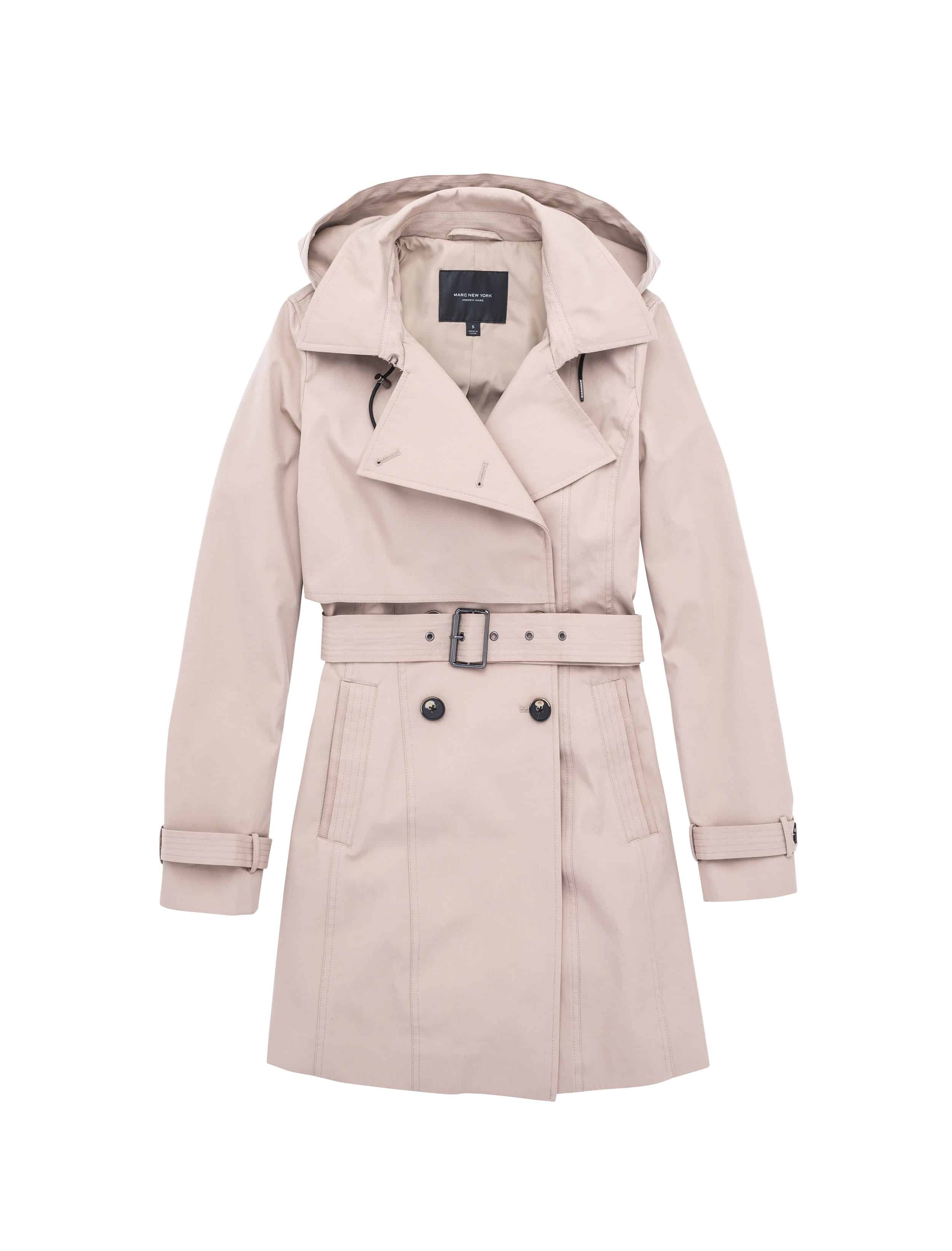 Soft pink, belted nylon jacket