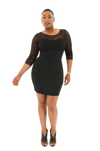 Curvy woman wearing bodycon