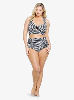 Striped High-Waisted Swim Bottom