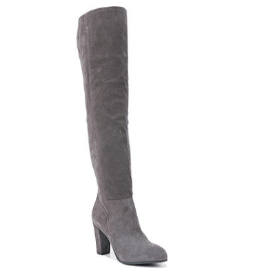 Gray suede over-the-knee boots