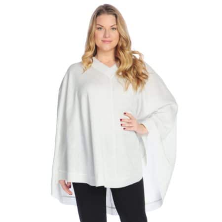 White poncho paired with leggings